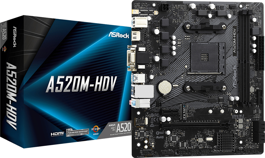 ASRock A520M-HDV Motherboard Micro ATX με AMD AM4 Socket