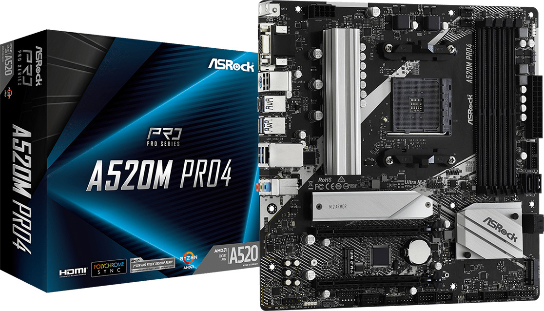 ASRock A520M Pro4 Motherboard Micro ATX με AMD AM4 Socket