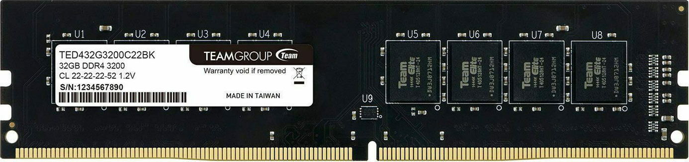 TeamGroup Elite DDR4 με Module 1x32GB και Ταχύτητα 3200 για Desktop Κωδικός TED432G3200C2201