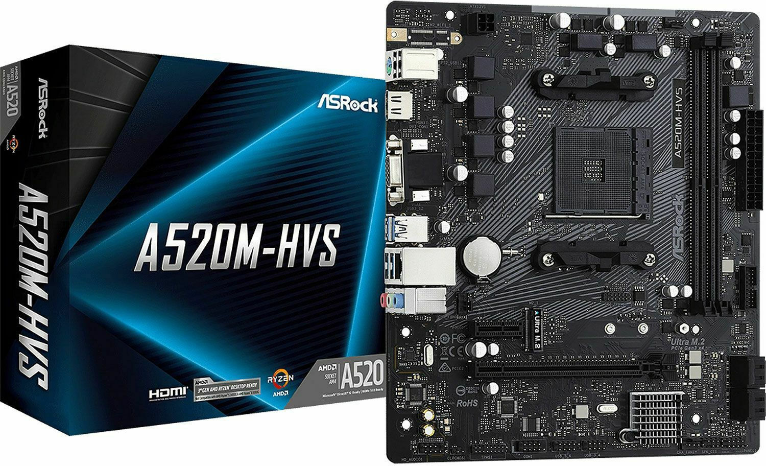 ASRock A520M-HVS Motherboard Micro ATX με AMD AM4 Socket