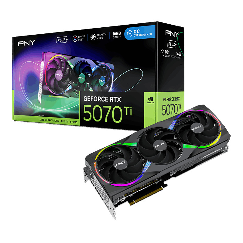 PNY GeForce RTX 5070 Ti 16GB GDDR7 ARGB Overclocked Triple Fan Plus Κάρτα Γραφικών Κωδικός VCG5071T16TFXXPB1-O