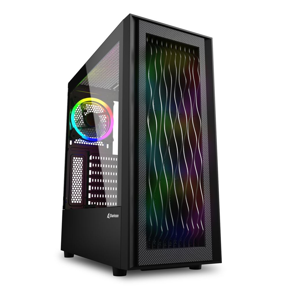 Sharkoon RGB Wave Gaming Midi Tower Κουτί Υπολογιστή με Πλαϊνό Παράθυρο Μαύρο
