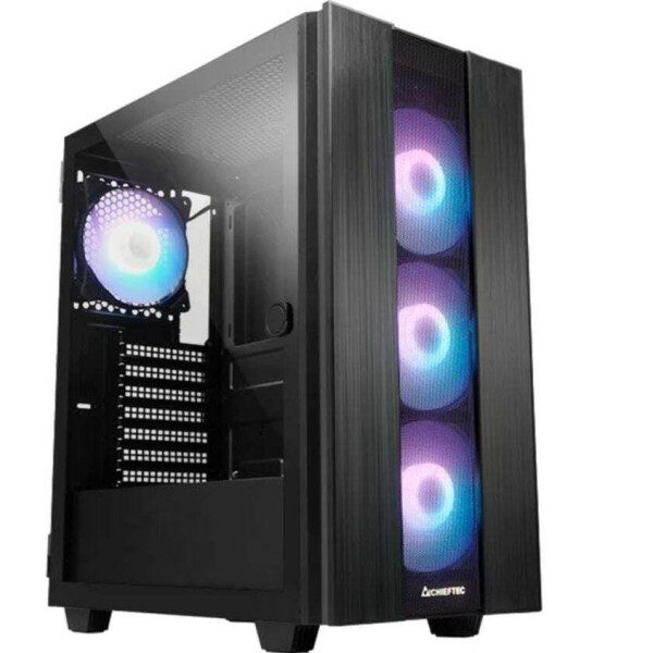 Chieftec Hunter 2 Gaming Midi Tower Κουτί Υπολογιστή με Πλαϊνό Παράθυρο και RGB Φωτισμό Μαύρο