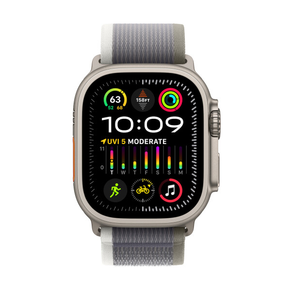 Apple Watch Ultra 2 Titanium 49mm Αδιάβροχο με eSIM και Παλμογράφο Green/Grey Trail Loop S/M