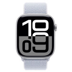 Apple Watch Series 10 Aluminium 46mm Αδιάβροχο με Παλμογράφο Silver με Blue Cloud Sport Loop