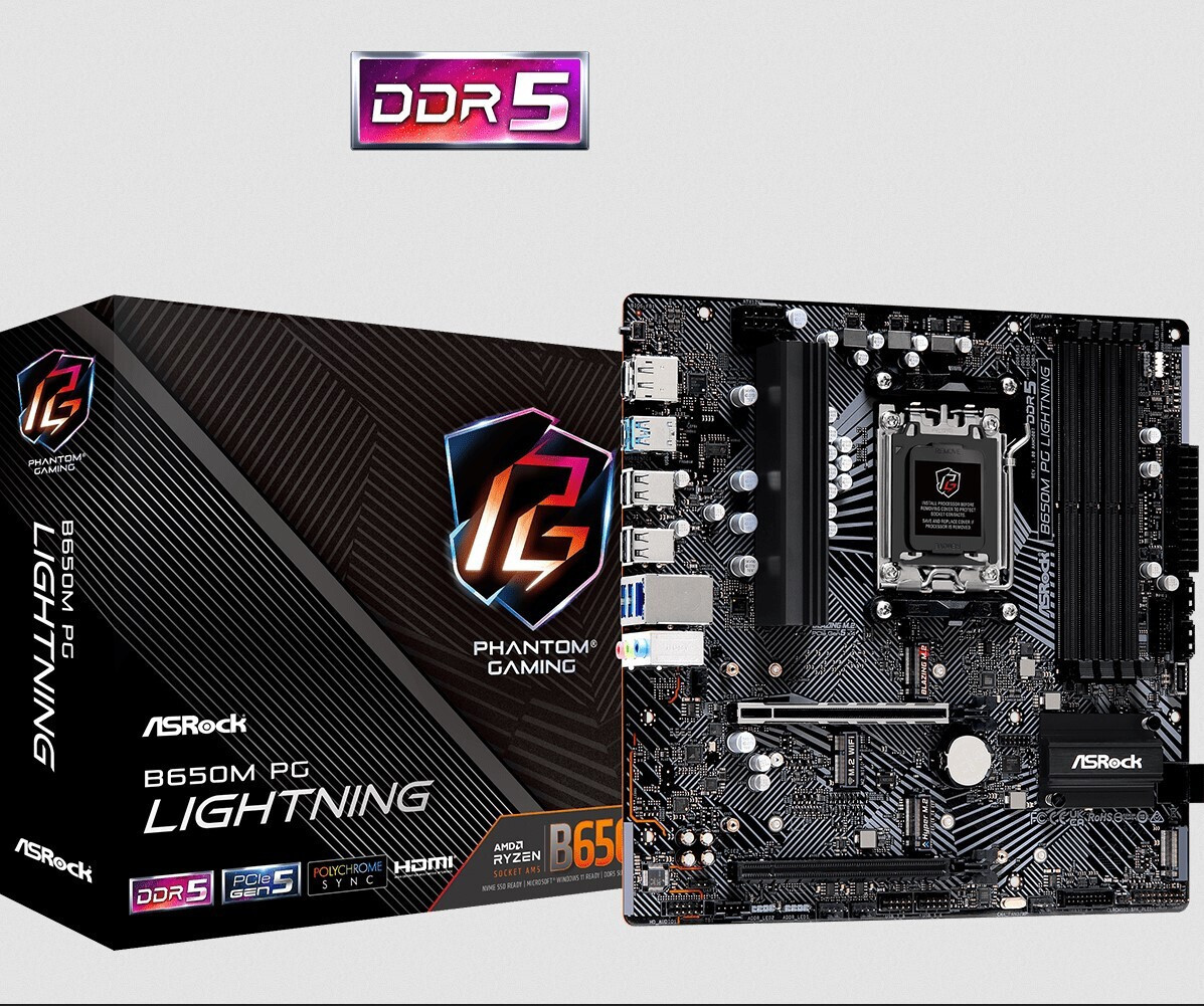 ASRock B650M PG Lightning Motherboard Micro ATX με AMD AM5 Socket 90-MXBMV0-A0UAYZ