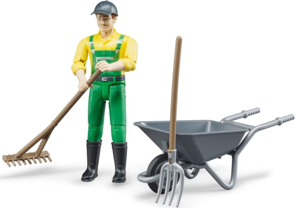 Bruder Παιχνίδι Μινιατούρα Farmer Figure Scaled Model Άνδρας Αγρότης Με Εργαλεία για 5 Ετών