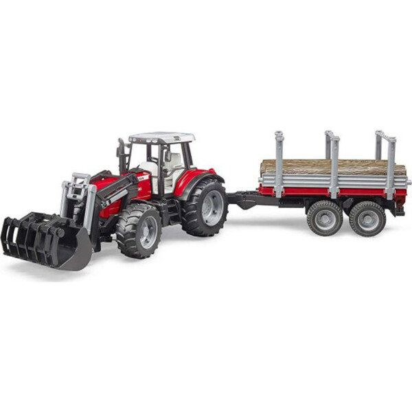 Bruder Massey Ferguson Frontloader and Timber Trailer Τρακτέρ