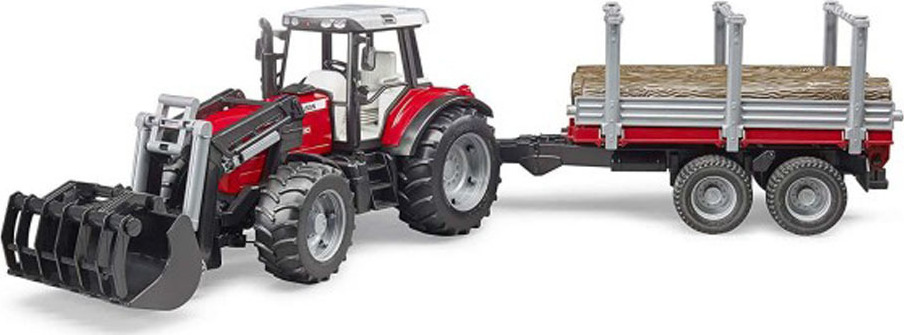 Bruder Massey Ferguson Frontloader and Timber Trailer Τρακτέρ