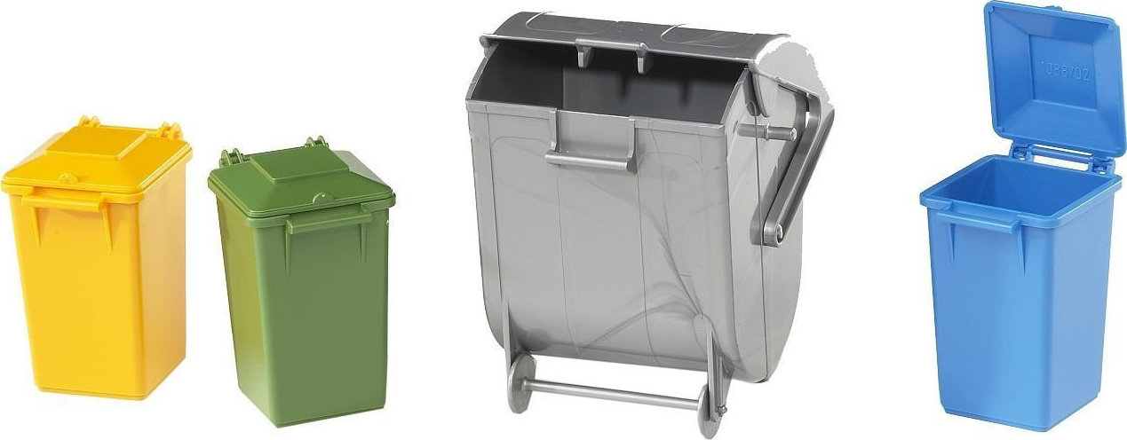 Bruder Παιχνίδι Μινιατούρα Κάδοι Σκουπιδιών 3 Μικροί 1 Μεγάλος για 5 Ετών