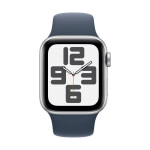 Apple Watch SE 2023 Cellular Aluminium 40mm Αδιάβροχο με eSIM και Παλμογράφο Silver με Storm Blue Sport Band S/M