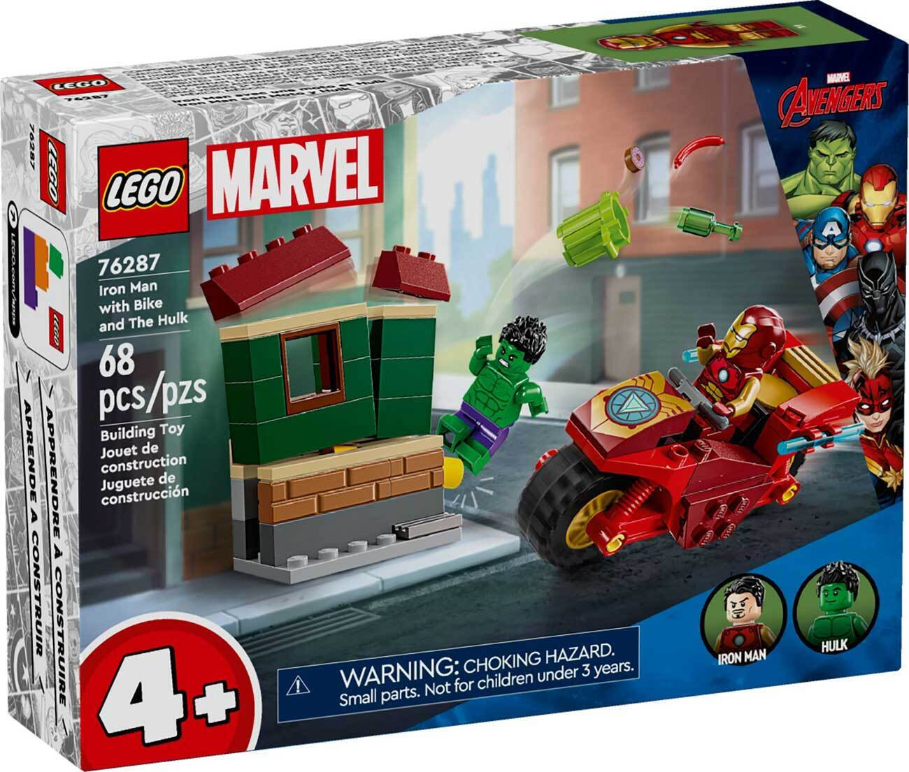 Lego Marvel Iron Man with Bike and the Hulk για 4 Ετών 68τμχ Κωδικός 76287
