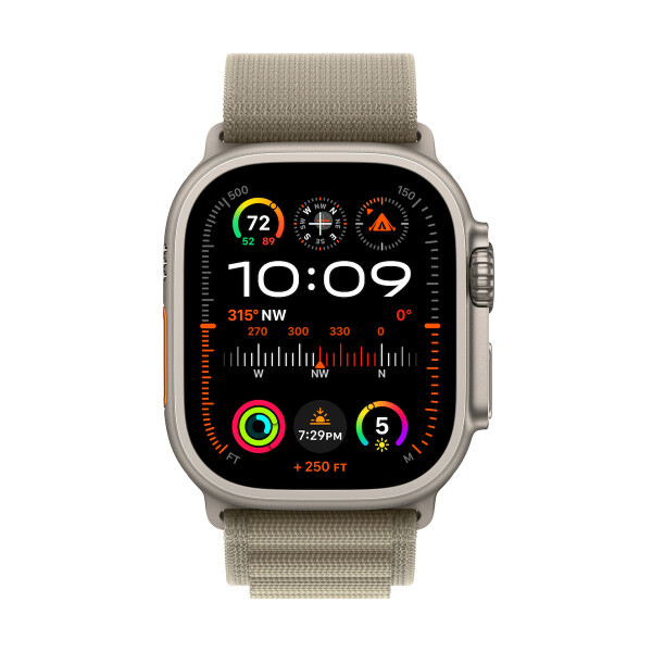 Apple Watch Ultra 2 Titanium 49mm Αδιάβροχο με eSIM και Παλμογράφο Olive Alpine Loop - Small