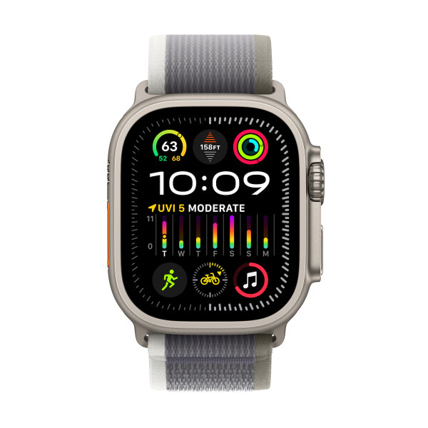 Apple Watch Ultra 2 Titanium 49mm Αδιάβροχο με eSIM και Παλμογράφο Green/Grey Trail Loop M/L