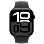 Apple Watch Series 10 Aluminium 42mm Αδιάβροχο με Παλμογράφο Jet Black με Black Sport Band S/M
