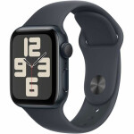Apple Watch SE 2024 Aluminium 40mm Αδιάβροχο με Παλμογράφο Midnight με Midnight Sport Band S/M