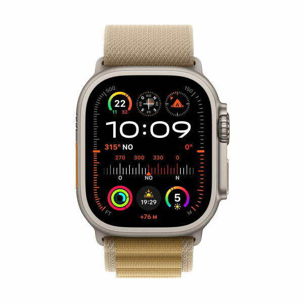 Apple Watch Ultra 2 2024 Titanium 49mm Αδιάβροχο με eSIM και Παλμογράφο Natural με Tan Alpine Loop - Medium