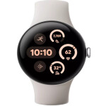 Google Pixel Watch 3 Aluminium 41mm Αδιάβροχο με Παλμογράφο Polished Silver Aluminum case / Porcelain Active Band