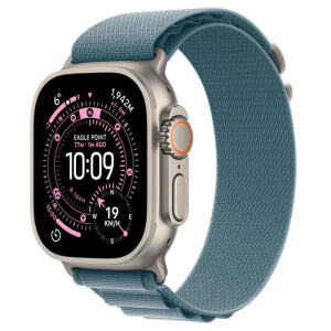 Apple Watch Ultra 3 Titanium 49mm Αδιάβροχο με eSIM και Παλμογράφο Natural Titanium Case with Light Blue Alpine Loop - Large