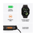 Apple Watch Ultra 3 Titanium 49mm Αδιάβροχο με eSIM και Παλμογράφο Black Titanium Case with Black Alpine Loop - Medium