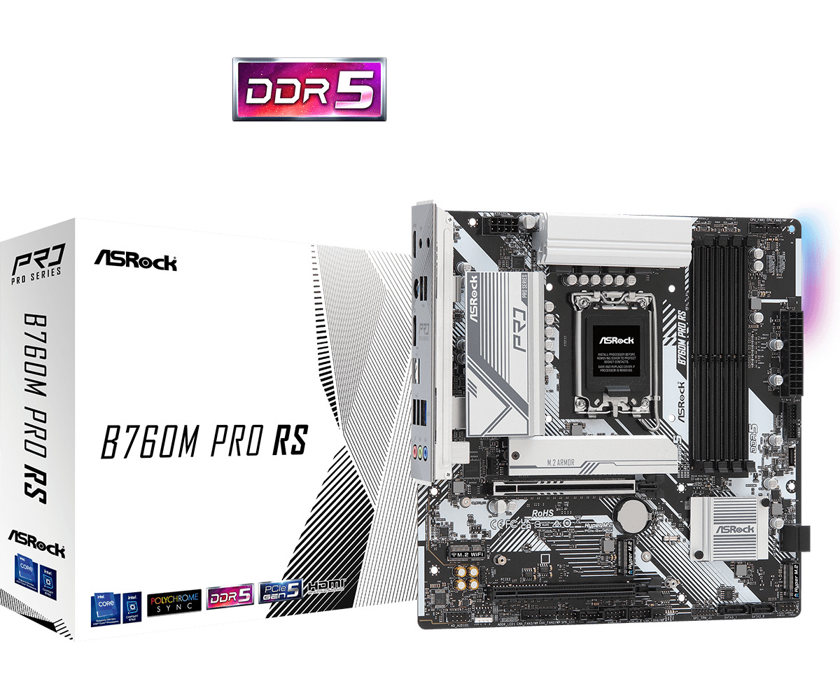 ASRock B760M Pro RS Motherboard Micro ATX με Intel 1700 Socket 90-MXBLH0-A0UAYZ