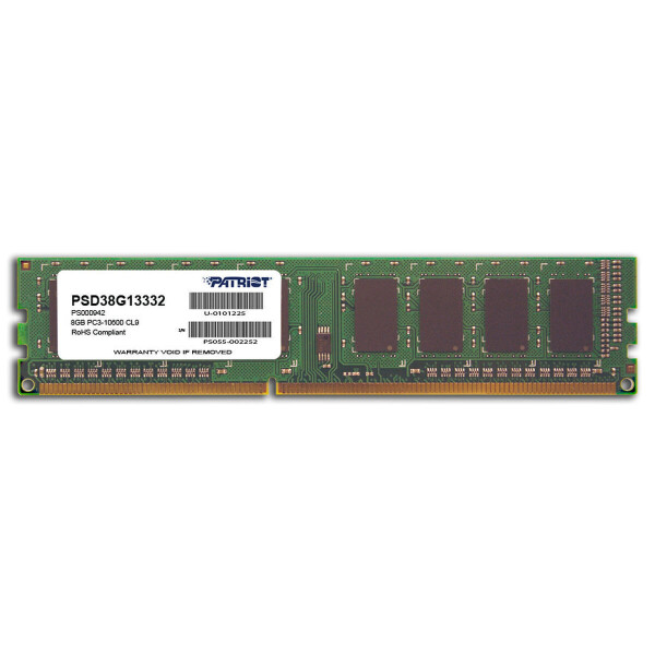 Patriot DDR3 με Module 1x8GB και Ταχύτητα 1333 για Desktop Κωδικός PSD38G13332