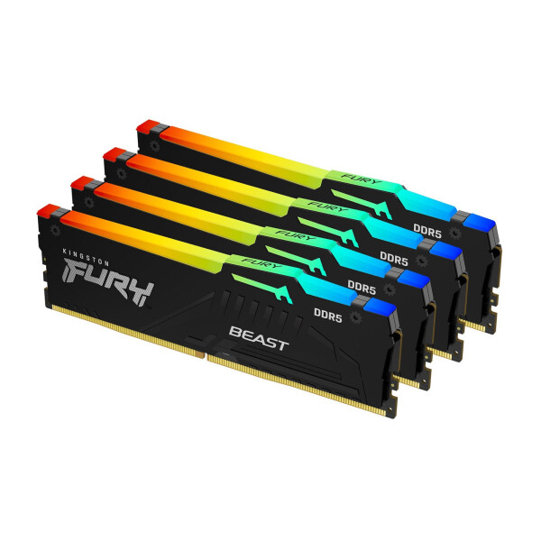 Kingston Fury Beast RGB DDR5 128GB RAM με 4x32GB Modules και Ταχύτητα 5200 για Desktop Κωδικός KF552C40BBAK4-128